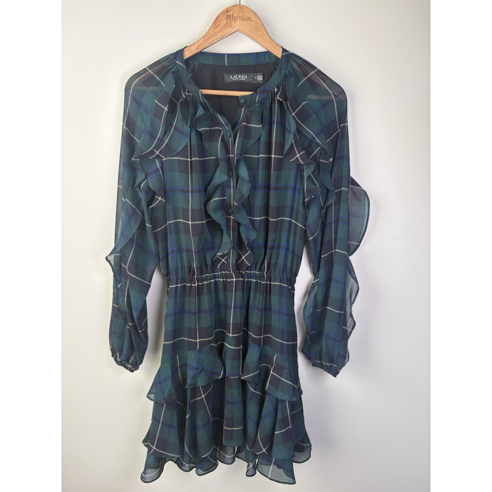 Lauren Ralph Lauren Plaid Ruffle Dress Size 4